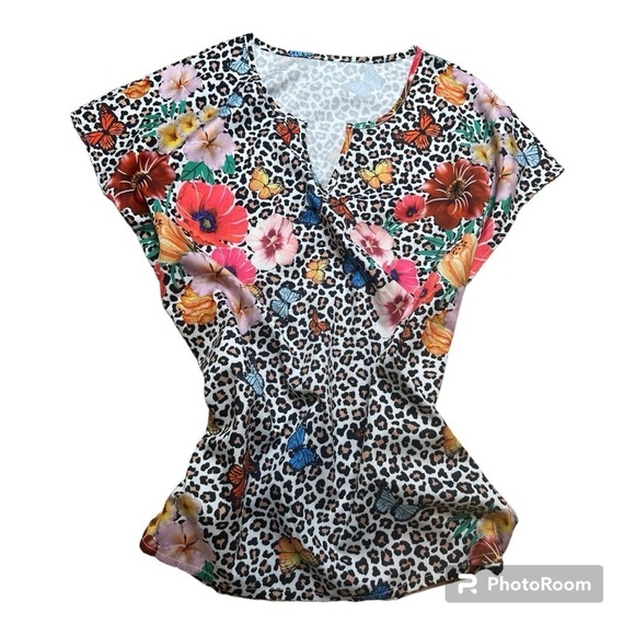 SHEIN VCAY Butterfly & Leopard Print Dolman - Picture 4 of 7